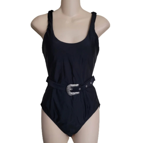 NOBO No Boundaries Black Belted One Piece Swimsuit Size Junior's Medium - Picture 1 of 8